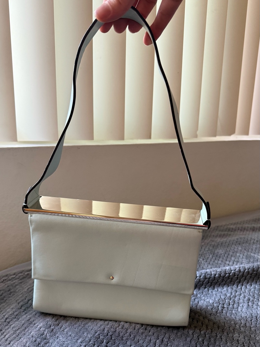 Rare Unique Kate Spade Luna duck egg blue leather shoulder bag